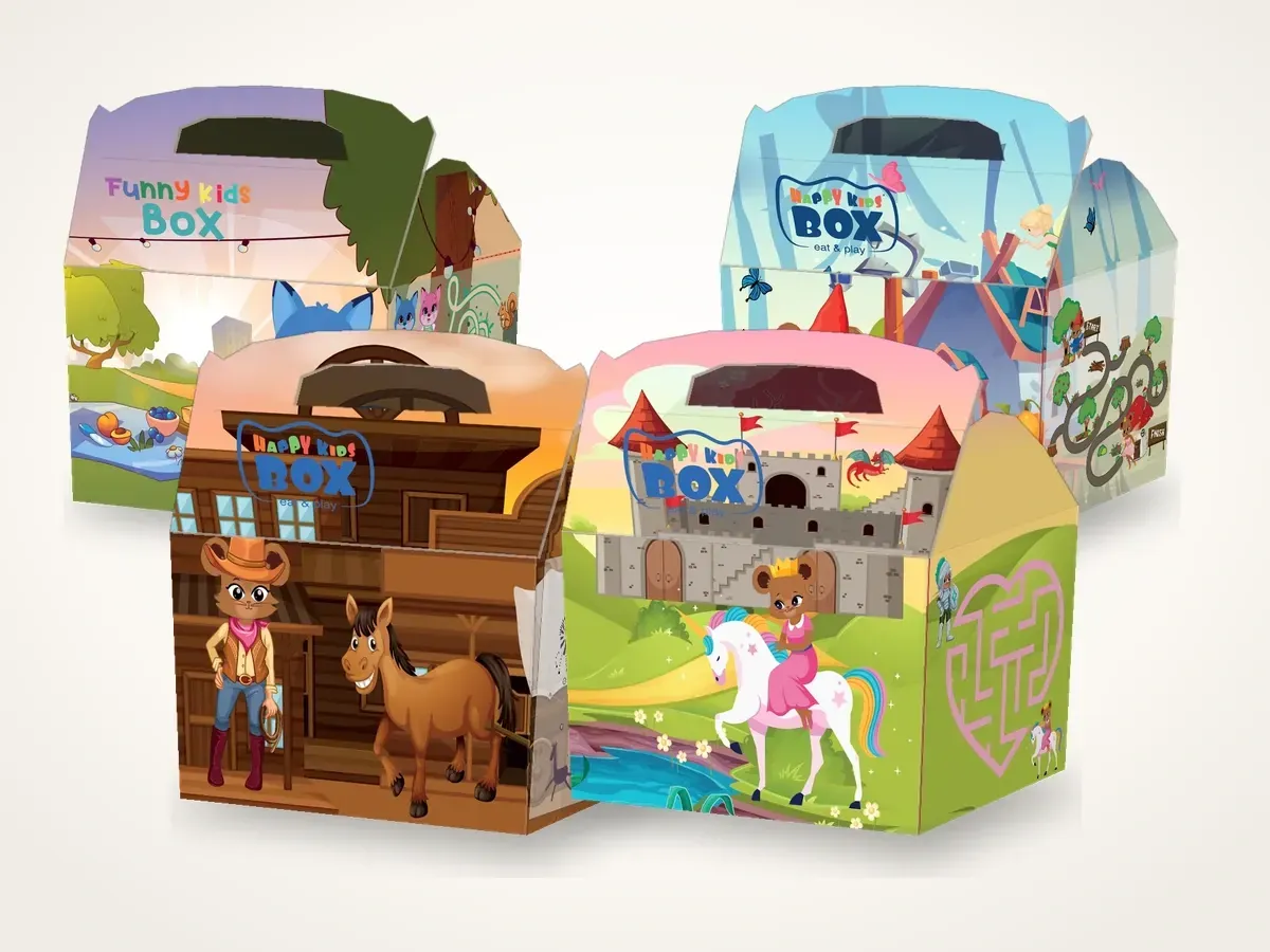 Die 4 Happy Kids Box Themenwelten mit Tragegriff